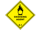 Oxidising agent 5.1 hazard warning diamond sign