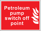 Petroleum pump switch off point symbol and text sign