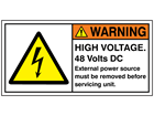 High voltage 48 Volts DC label