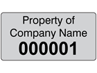 Assetmark foil serial number label (black text), 19mm x 38mm