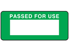 Passed for use label equipment label.