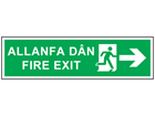 Allanfa dân, Fire exit (arrow right). Welsh English sign.