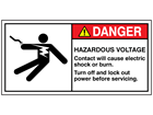 Danger hazardous voltage label