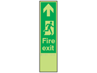 Fire exit, running man right fingerplate photoluminescent sign.
