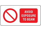 Avoid exposure to beam laser equipment warning safety label.