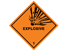 Explosive 1 hazard warning diamond sign