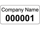 Assetmark serial number label (black text), 12mm x 25mm