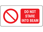 Do not stare into beam laser equipment warning safety label.