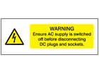 Warning ensure AC supply is switched off wind turbine hazard label