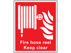 Fire hose reel Keep clear symbol and text sign