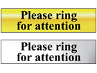 Please ring for attention metal doorplate
