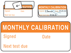 Monthly calibration write and seal labels.