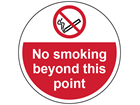 No smoking beyond this point symbol and text floor graphic marker.