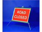 Road closed roll up road sign