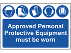 Approved personal protective equipment must be worn sign