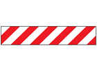 Heavy duty barrier tape, red and white chevron.