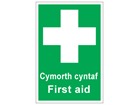 Cymorth cyntaf, First aid. Welsh English sign.