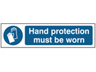 Hand protection must be worn, mini safety sign.