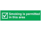 Smoking is permitted in this area, mini safety sign.