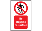 No stepping on surface symbol and text safety sign.