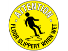 Attention floor slippery when wet floor marker