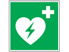 Defibrillator symbol safety sign.