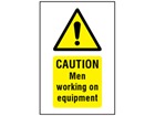 Caution Men working on equipment symbol and text symbol sign.