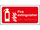 Fire extinguisher text and symbol sign.
