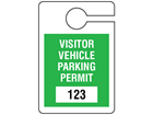 Visitor vehicle parking permit tag, serial numbered