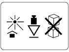 Protect from heat, top heavy, do not stack packaging symbol label