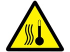 High temperature hazard warning symbol label.