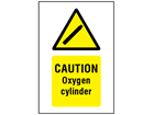 Caution oxygen cylinder symbol and text safety sign.