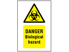 Danger biological hazard symbol and text safety sign.