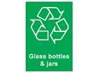 Glass bottles & jars recycling sign.