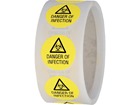 Danger of infection symbol and text safety label.