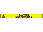 Caution men working barrier tape