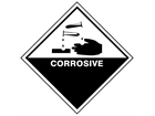 Corrosive hazard warning diamond sign
