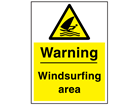 Warning windsurfing area sign.