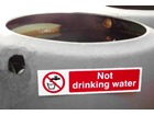 Not drinking water, mini safety sign.