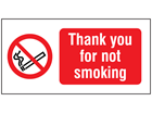 Thank you for not smoking label.