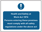 Health and safety at work act 1974 sign