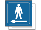Gentlemen toilet, arrow left symbol sign.