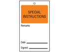 Special instructions tag
