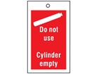 Gas cylinder empty symbol and text tag.