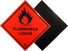 Flammable liquid, class 3, hazard warning diamond label, magnetic