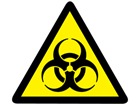 Biological hazard warning symbol label.