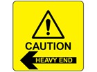 Caution heavy end, arrow left label.