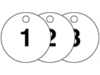 Plastic valve tags, numbered 1-25 (Traffolyte)