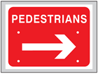 Pedestrians (reversible arrow left and right) roll up road sign