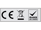 CE, WEEE and RoHS symbol labels.
